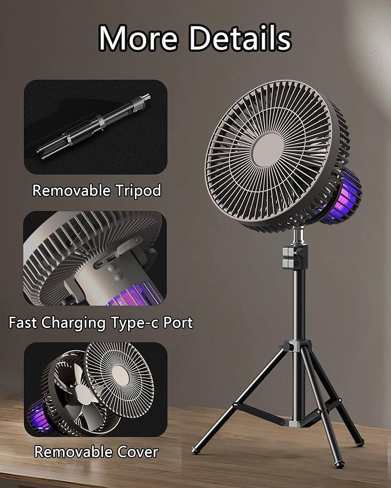Rechargeable Mosquito Killer Fan with Lighting & Tripod Stand